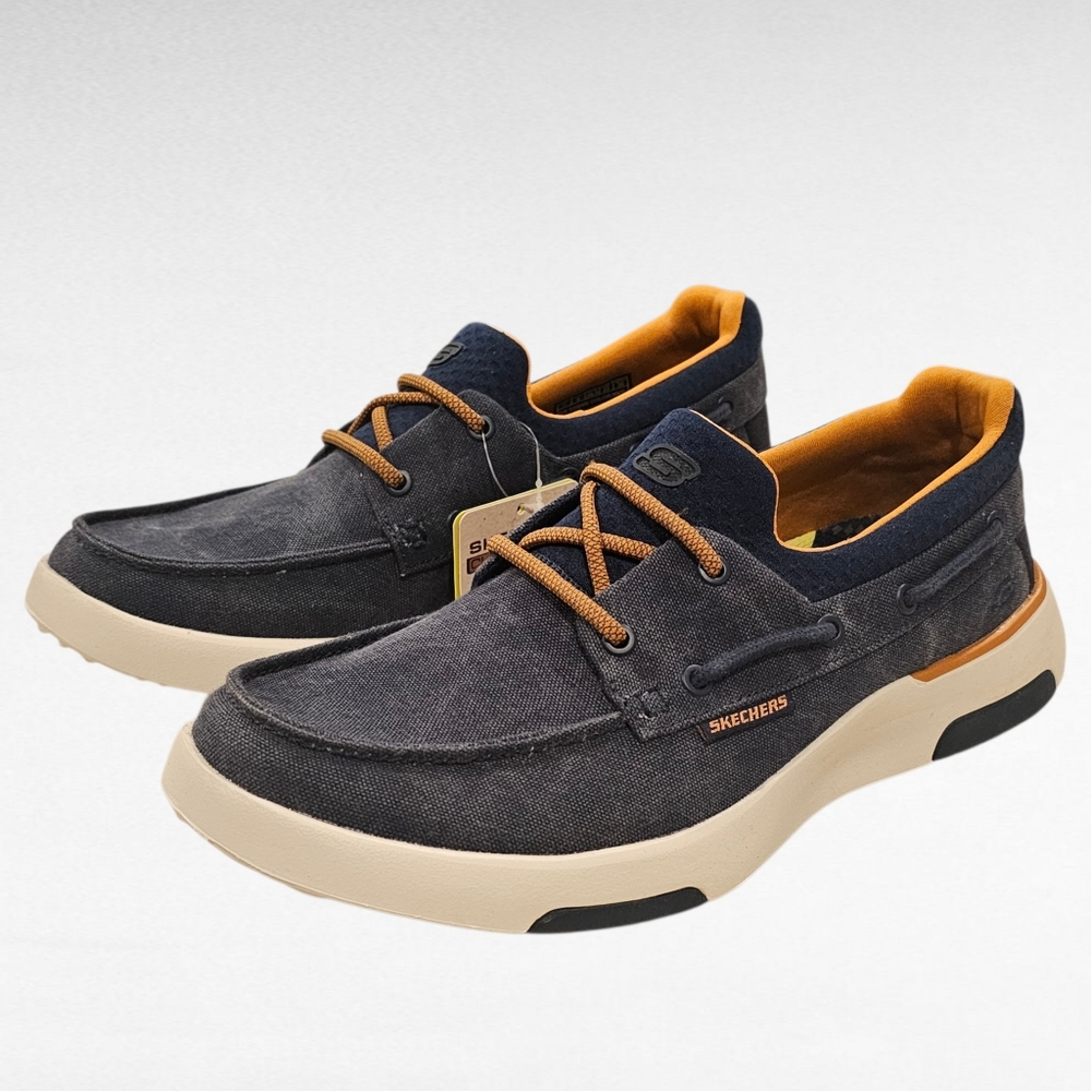 Skechers Bellinger Garmo Slip-on Comfort Boat Shoe Navy Blue Size 7